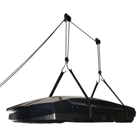 Cargo Box Ceiling Hoist – Garage Pulley Lift System for Rooftop Cargo Carrier Fits Garage or Shed with 200lb Capacity for Roof Luggage Frame or Kayak, Canoe or Bicycles$$Tools & Hardware Other