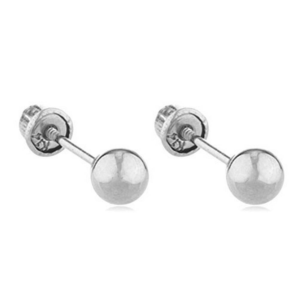 Ultimate Collection - 14K White Gold Screw Back Ball Earring Studs (4 ...