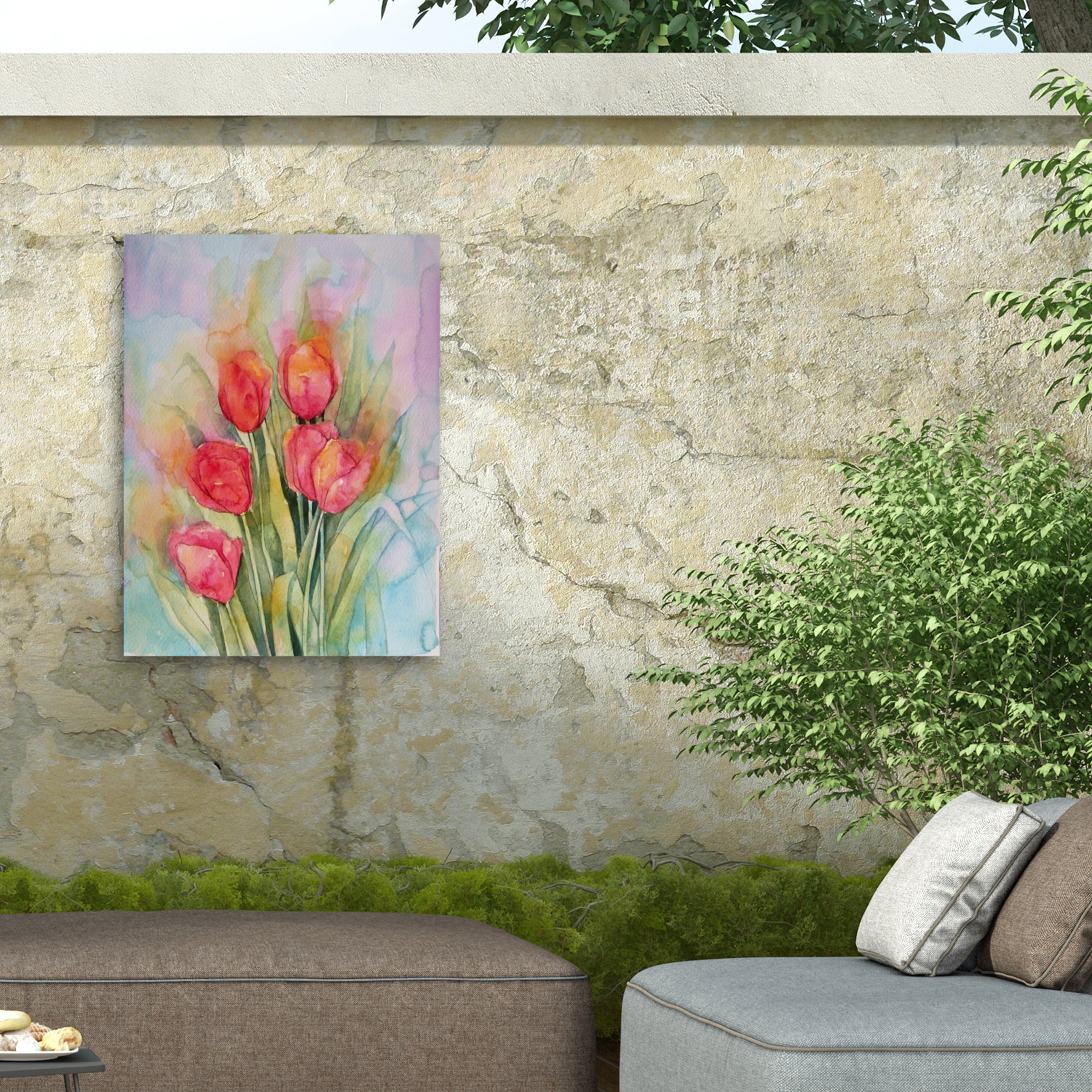 Angie Livingstone 'Vibrant Tulips' Outdoor Canvas 32x24