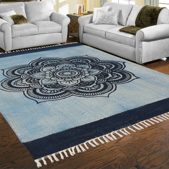 Casavani Indian Handmade Area Rug Vintage Rug,Blue 2x3 feet
