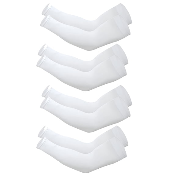 TELOLY 4 Pair UV Sun Protection Cooling Arm Sleeves, Long Sun Protective Sleeves for Men Women (White)