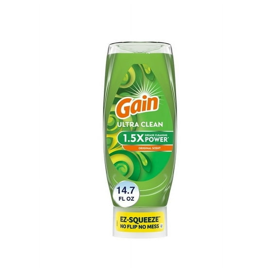 Pack of 2 Gain EZ-Squeeze Dishwashing Liquid Dish Soap, Original Scent, 14.70 fl oz