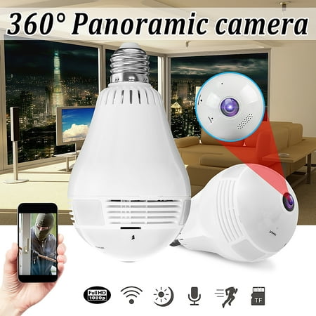 Wireless 1080P Mini Panoramic Fish Eye WIFI 360 Degree Wireless Camera LED Light Bulb IP Camera Lamp Night