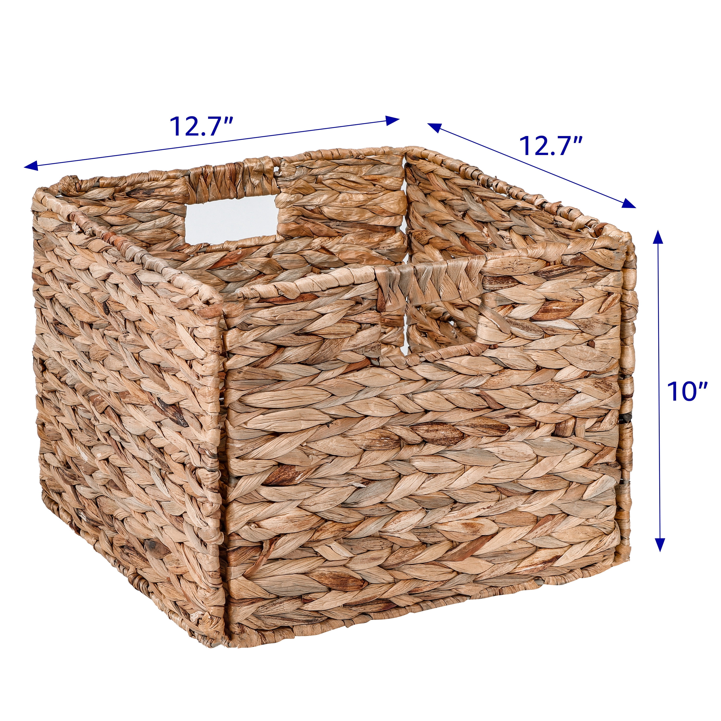 12.7 in Foldable Water Hyacinth Storage Basket with Iron Wire Frame