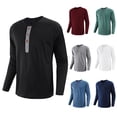 thumbnail image 4 of Camisas de Hombre Blusas de Manga Larga Con Cuello Redondo Mangas Raglán Largas Botones Ajustados Diarios Suéter Camisas Tops Blusa Odeerbi ODB-4, 4 of 4