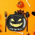 thumbnail image 4 of Classic Kitchen Accessories, Halloween Dinnerware Set Orange Black Pumpkin Themed Paper Plates Cups Napkins Halloween Disposable Tableware for Themed Birthday, 4 of 4