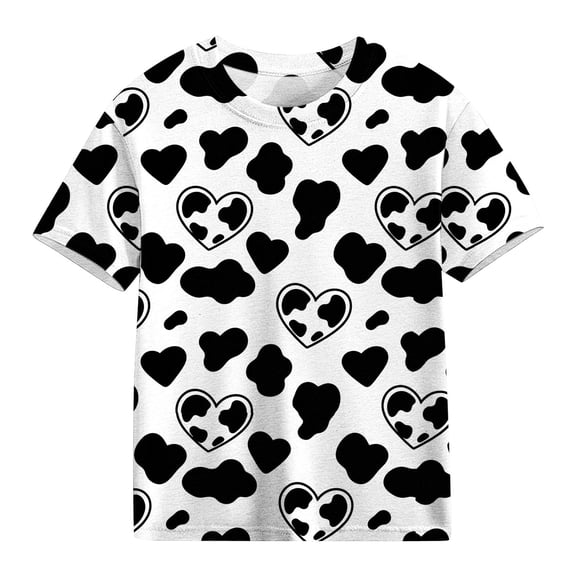 LYEAA Graphic T Shirts for Girls Crewneck Short Sleeve Basic Shirts Pullover Print Fall Casual Tops Black 5T