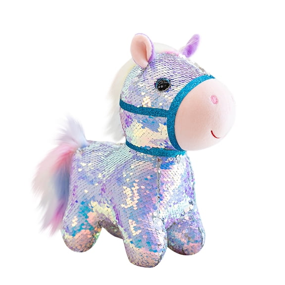 YATAV Horse Stuffed Animal Plush Toys with Sequins,Kawaii Plushies,Soft Mini Horse Plush Toy Doll for Birthday Party Decoration Cute Holiday Gifts-Blue-4.7"
