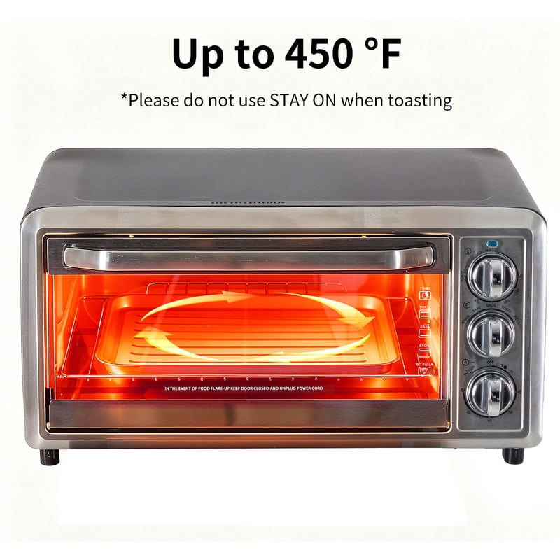 Gianna Toaster Ovens Countertop 19Quart, Bake, Toast, Broiler, Pizza and Warm, 1300W, 30 Min Timer, Fry Basket, Backing Pan and Rack Included, Up to 400°F