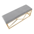 thumbnail image 3 of LumiSource Gold Steel, Grey Velvet Folia Metal Bench, 3 of 7