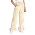 thumbnail image 3 of Loopsun Kids 5-15Years Summer Plaid Ruffle Full Length Pants Elastic Waist Comfortable with Pocket, 3 of 5