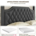 thumbnail image 5 of Upholstered Canopy Bed Frame Full Size with Headboard, Button Tufted, Nailhead Trim Design, No Box Spring Required, 5 of 6