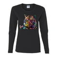 thumbnail image 2 of Colorful Rainbow Tiger Animal Lover Womens Graphic Long Sleeve T-Shirt, Black, Small, 2 of 3
