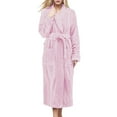 thumbnail image 2 of Baqcunre Womens Winter Coats Coral Velvet Pajama Dress Nightgown Hood Fall Winter Pocket Thickened Flannel Long Sleeved Bathrobe Homewear Fleece Jacket Womens Fall Fashion 2023 Pink 2 L, 2 of 5