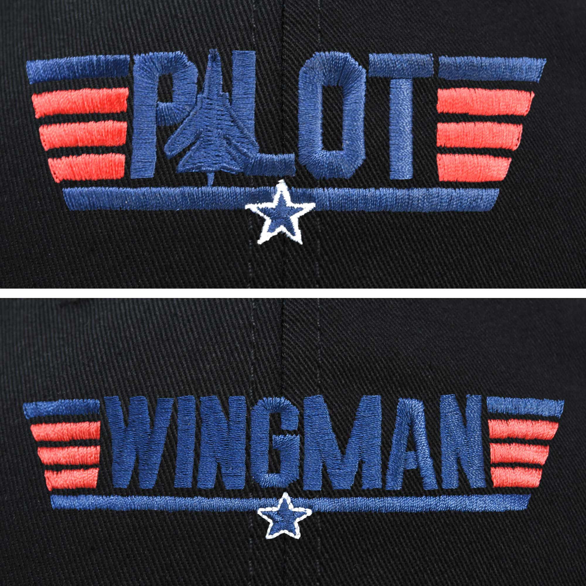 DALIX Father Son Pilot and Wingman Matching Hat Set Embroidered Baseball Cap in Black