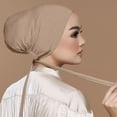 thumbnail image 3 of Chiffon Scarf, Yigetop Women Casual Solid Color Multicolor Elastic Bandage Lace Up Bottom Muslim Hijab Pink Head Scarf Khaki One Size, 3 of 5