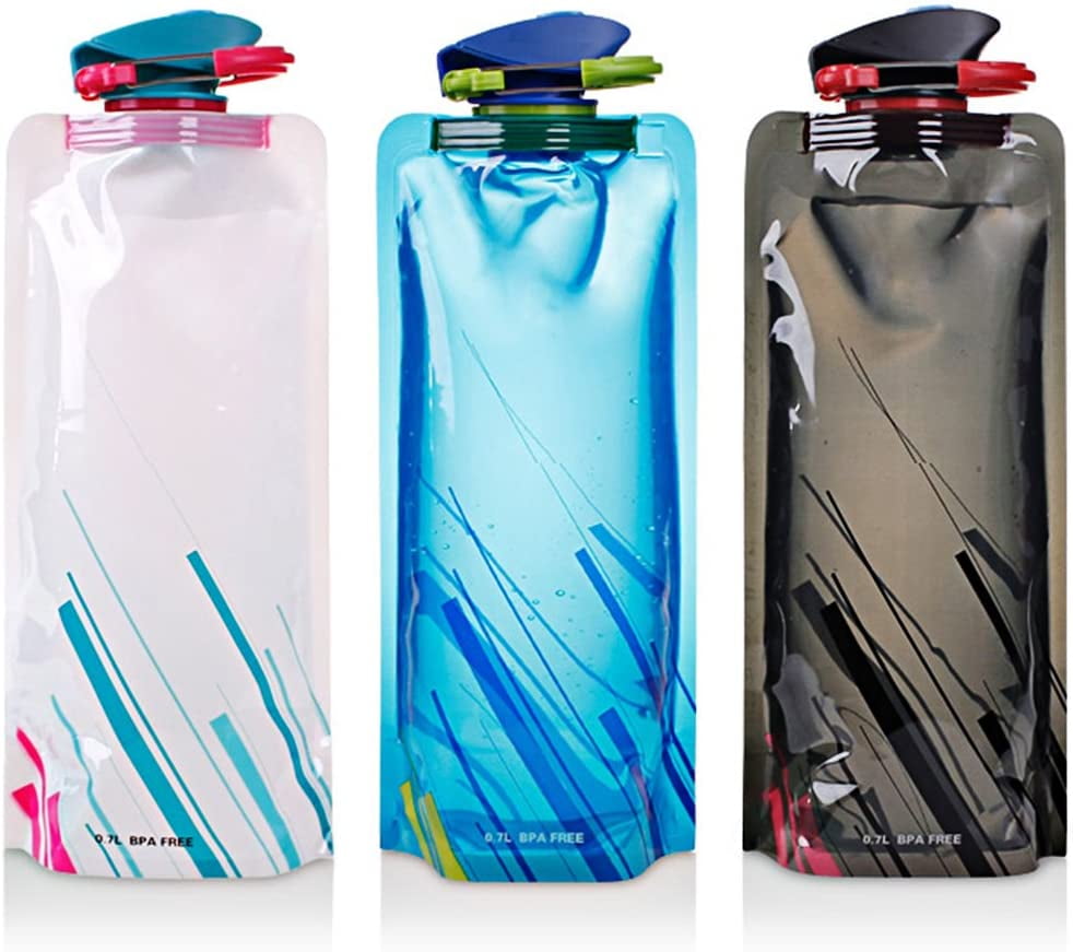 Foldable Water Bottle Set of 3, MAXIN Flexible Collapsible Reusable