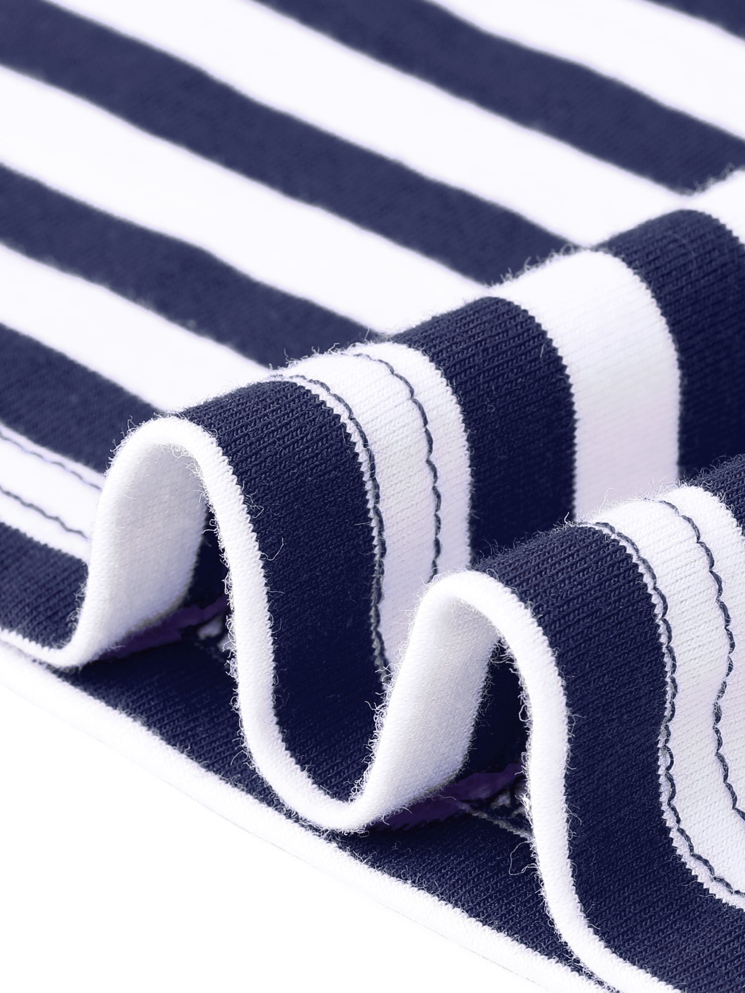DARING DIVA Women's Striped Long Sleeve Cotton Crew Neck Tees M Navy Blue Stripe