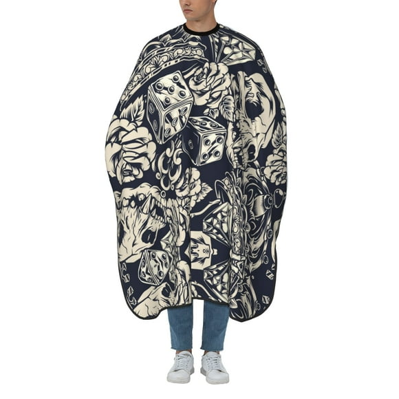 ZICANCN Hair Cutting Cape for Adults, Skeleton Bone Dice Cape Salon Barber Cape for Hair Stylist Shampoo Capes Waterproof, 55x66 Inches