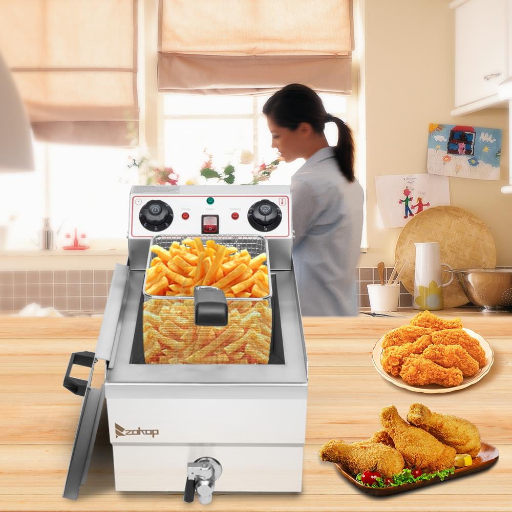 3 Tube Commercial Deep Fryer with 2 Baskets - 50 lbs Capacity - 90,000 BTU Egles