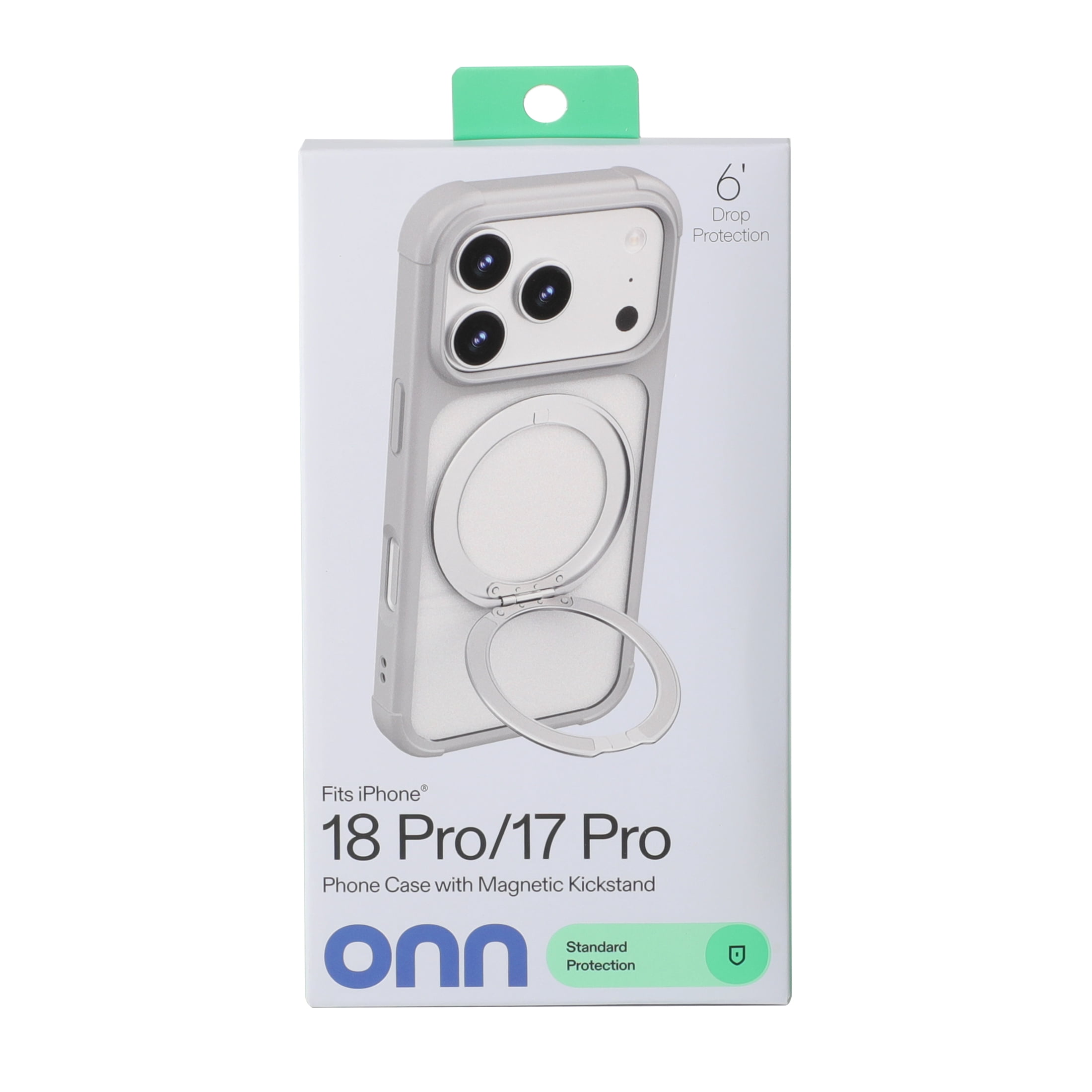 onn iPhone 18 Pro and iPhone 17 Pro Bumper Phone Case with MagSafe & 360° Ring Kickstand, Clear