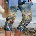thumbnail image 2 of Capri Leggings for Women Fashion Floral Printed High Waist Workout Lounging Yoga Pants Running Gym Leggings (M, Blue 1), 2 of 6
