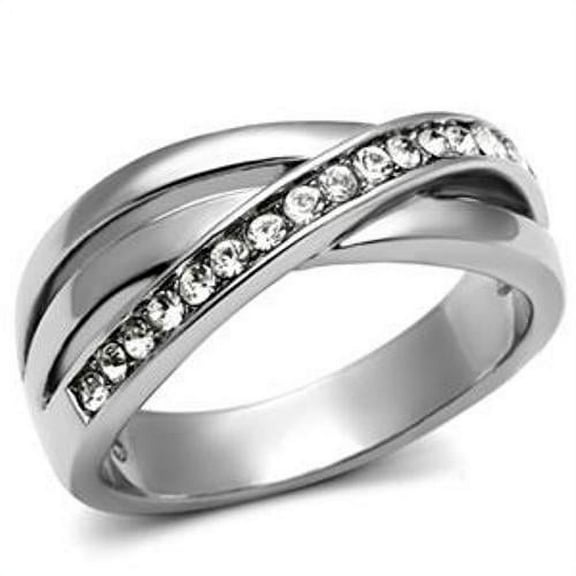 Lanyjewelry Clear CZ Womens Tarnish Free Stainless Steel Wedding Eternity Band - Size 10