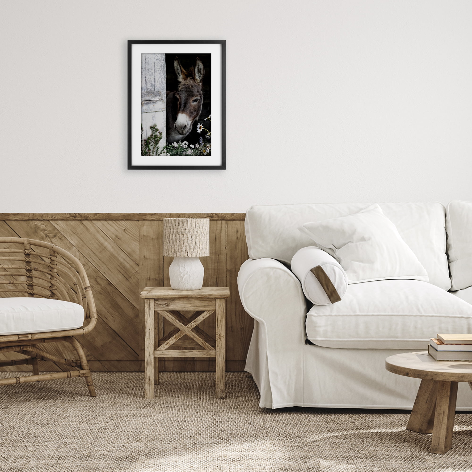 Stupell Industries Gentle Donkey Peering from Barn Black Framed Print Under Glass, design by CAD Designs