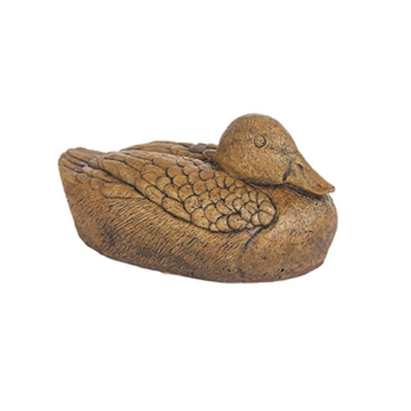 Solid Rock Stoneworks Feathered Duck Stone Statue 5in Tall Espresso Color
