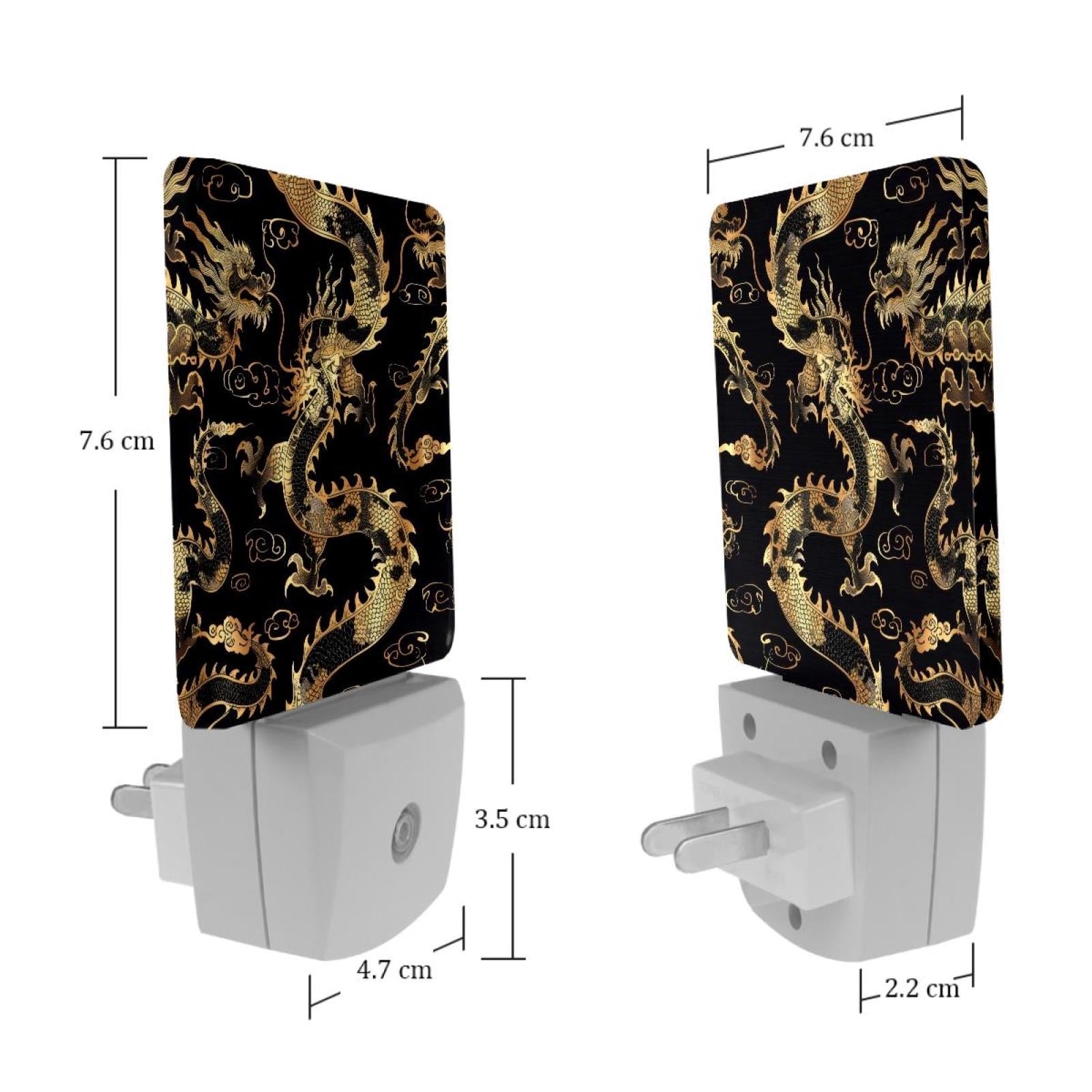PhooArto Chinese Golden Dragon Silhouette Plug in LED Night Light Auto Sensor Dusk to Dawn Decorative Night for Bedroom, Bathroom, Kitchen, Hallway, Stairs, Baby's Room, Energy Saving