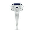 thumbnail image 3 of ANGARA Natural Oval 3.3 ct Blue Sapphire Split Shank Halo Ring in 14K White Gold for Women (Size-10x8mm) | September Birthstone, Anniversary, Jewelry Gift for Women | Natural Blue Sapphire Ring, 3 of 9