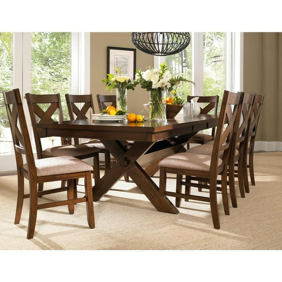 HomeStock 18" (9 Piece) Wooden Modern Marvel Dining Set - 42" x 72" x 30" - Dark Hazelnut Finish
