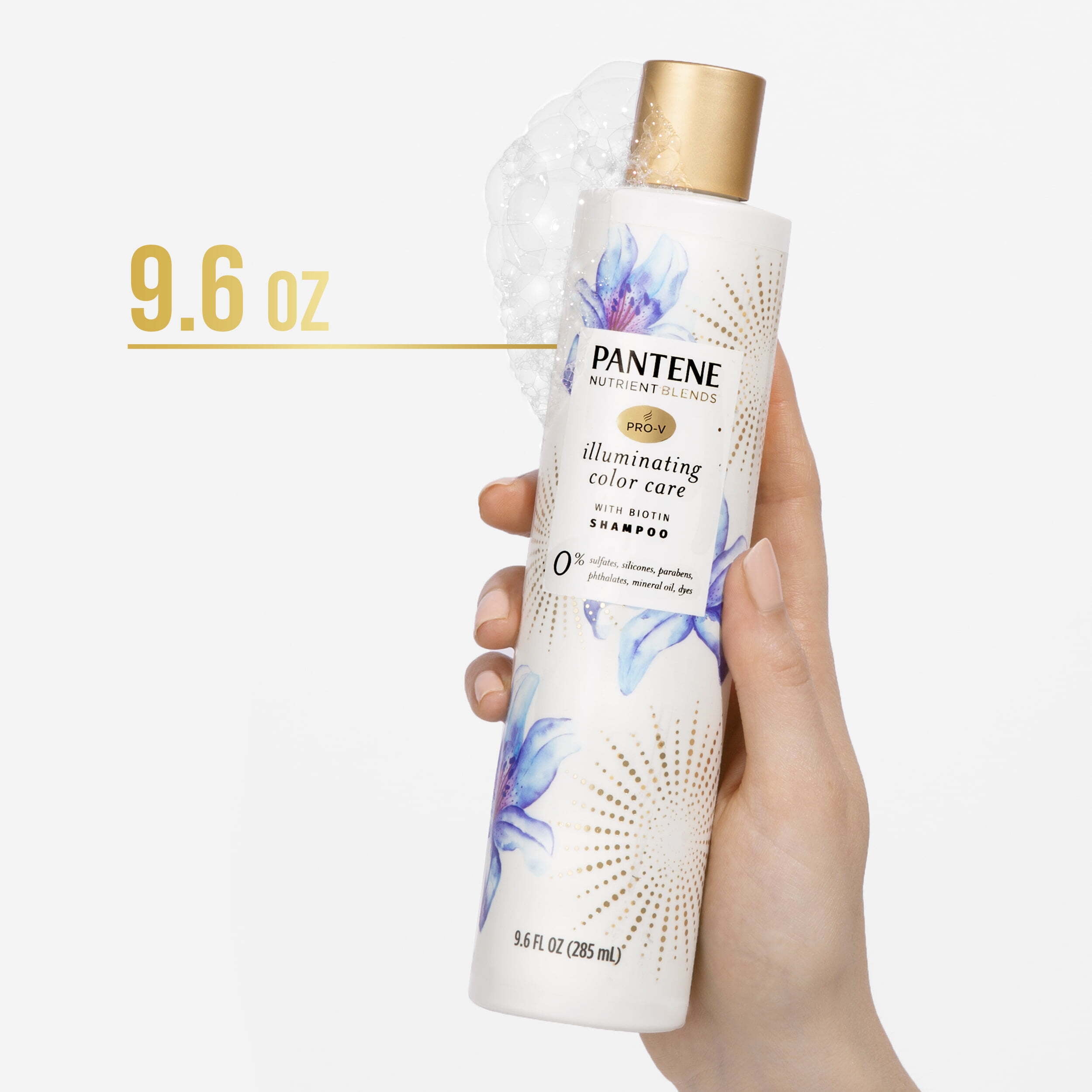 Pantene Illuminating Shampoo Sulfate Free with Biotin, Color Safe Hair, 9.6 oz