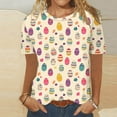thumbnail image 2 of VBTAPA Easter Shirt for Women Bunny Shirts Cute Rabbit Graphic Tee Christian T-Shirt Easter Eggs Graphic Casual Tee Tops Limited Time Sales Multicolor L, 2 of 5