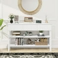 thumbnail image 3 of Coewske Narrow Console Table Painted Wood Long Sofa Entryway Table w/ 3 Drawers & 2-Tier Shelf White, 3 of 7