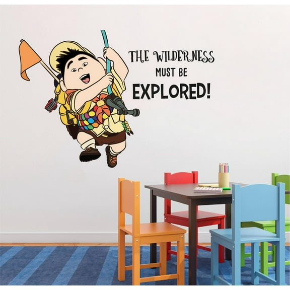 Russell Wilderness Up Movie Cartoon Quotes Decors Wall Sticker Art Design Decal for Girls Boys Kids Room Bedroom Nursery Kindergarten House Home Decor Stickers Wall Art Vinyl Decoration (18x20 inch)