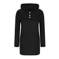 thumbnail image 4 of Womens Long Length Hoodies, Long Sleeve Pullover for Women Fall Fashion Loose Fit Solid Color Button Up Hooded Sweatshirts with Pockets, 4 of 6