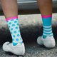 thumbnail image 4 of Deportes al aire libre rayas punto calcetines mujeres hombres ciclismo correr calcetines (azul), 4 of 4