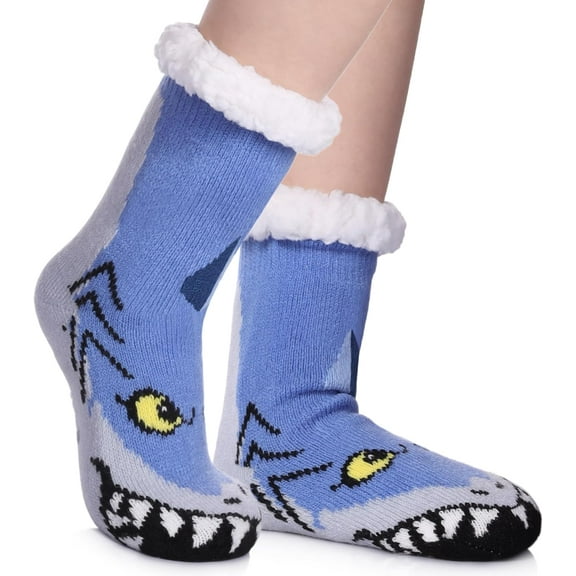 Boliang Boys Girls Slipper Socks Fuzzy Soft Warm Fleece lined Kids Toddler Winter Socks for Christmas