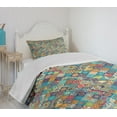 thumbnail image 4 of Ambesonne Moroccan Quilted Bedspread Set 2 Pcs, Oriental Motifs, Twin Size, Multicolor, 4 of 6
