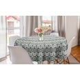 thumbnail image 1 of Ethnic Round Tablecloth, Geometric Pattern with Fractal Square Shapes Line Culture Artwork, Circle Table Cloth Cover for Dining Room Kitchen Decor, 60", Sage Green Seafoam, by Ambesonne, 1 of 2