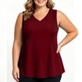 thumbnail image 6 of TGSLY Women's Plus Size Pleats Tank Tops V Neck Basic Solid Color Sleeveless Vest Casual Flowy Summer A-Line Swing Hem Blouses XXXL, 6 of 9