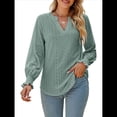 thumbnail image 2 of Camisa Informal de Larga con Cuello en V para Mujer Verde L, 2 of 10