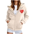 thumbnail image 4 of Full Zipper Sherpa Hoodie Women Thick Fleece Lined Warm Winter Cozy Fashion Graphic Solid Jacket with Pockets, 4 of 6