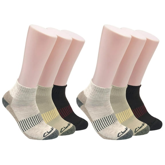 Clarks Men's Casual Half Cushion Anklet Socks 6 Pair, Stone/Khaki/Brown, Men's 7-12 Shoe