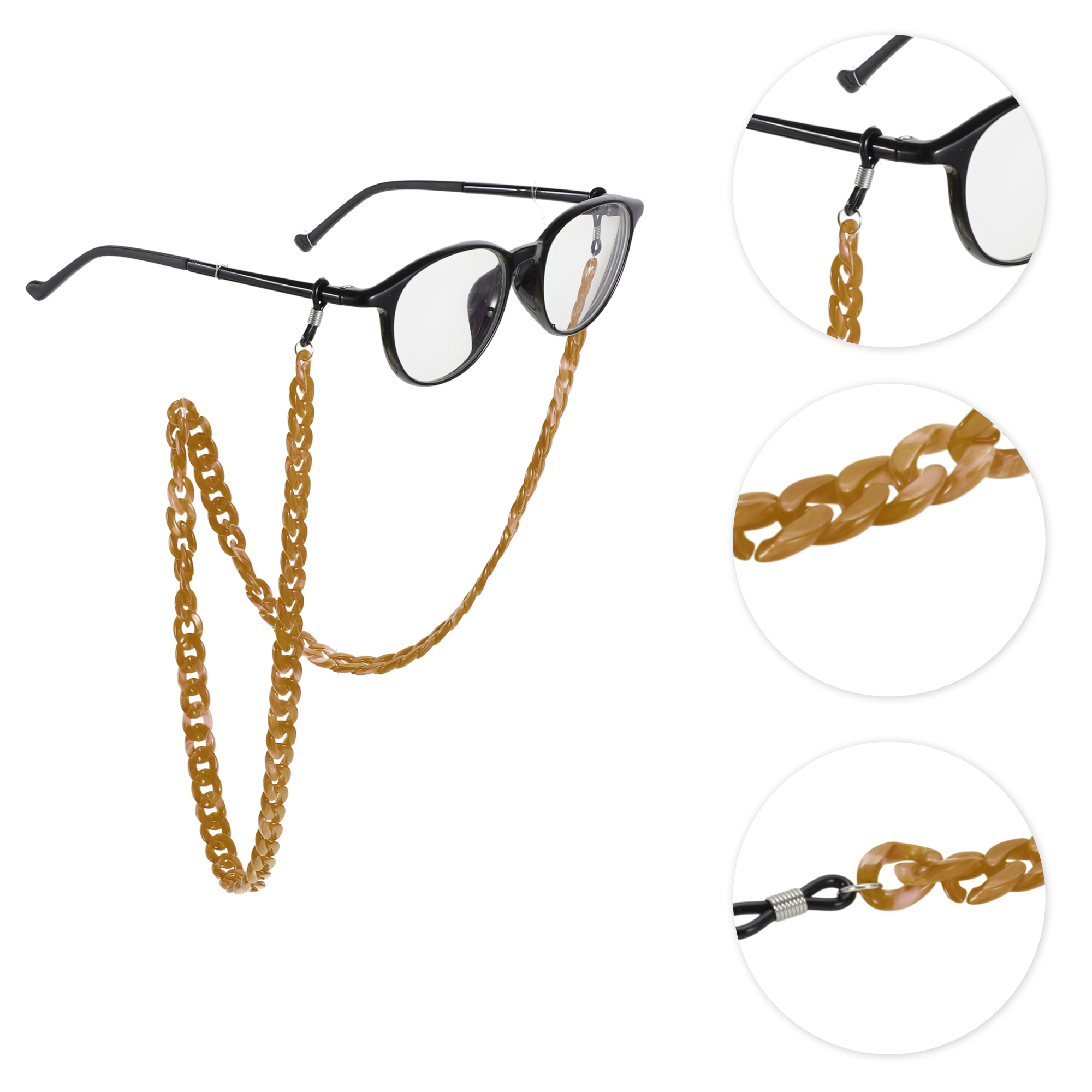 Unique Bargains Dopamine Color Pattern Eyeglass Chain 27.56" 1 Pc Amber