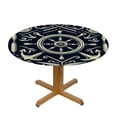 thumbnail image 3 of PIKWEEK  Steering Wheels Anchors Pattern Round Fitted Tablecloth Elastic Edge Waterproof Oil-Proof Table Cover Stain-Resistant Table Cloth Fits Round Tables, 3 of 7