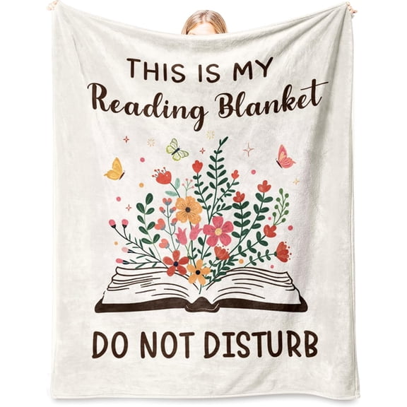 MORAVE Flannel Soft Book Reading Blanket, Book Lovers Bookish Bookworm Gifts for Women Men, Birthday Reading Accessories Decor