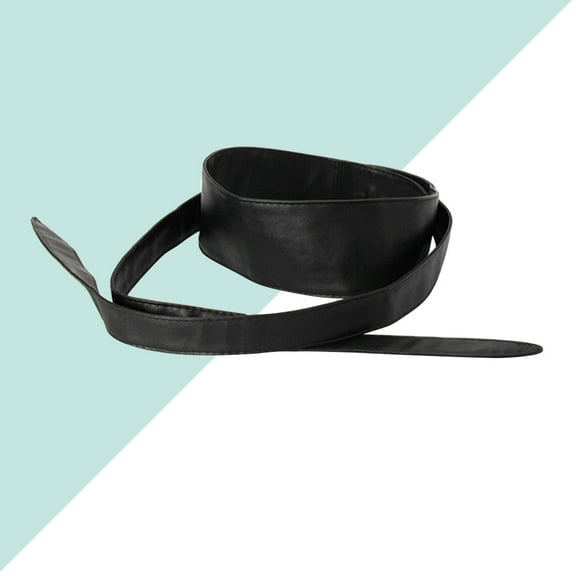 WHAMVOX 1PC Double Loop Waist Belt PU Bowknot Tie Waist Belt for Dress Skirt Clothes Decoration (Black)