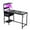 Black, variant on PetFurnishn Computer Gaming Desk with Power Outlet and LED Lights, Reversible Study Writing Table with Storage Shelves and USB Ports, PC Desk Home Office Workstation, Black